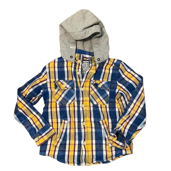 B11 Other - Brothers B11 Boys Flannel Hoodie Zipper Button Up Shirt Jacket Shacket